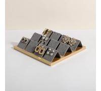 GemeShou Golden coated earring display stand for selling, velvet stud holder for jewelry display, Earring storage organizer tray, studs holder【Grey】