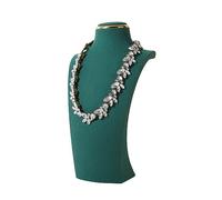 GemeShou Green necklace display stands for selling, Velvet necklace storage organizer, Necklace mannequin jewelry bust holder for boutique store【Green-Medium height 26 cm】