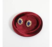 GemeShou Round Jewelry Organizer Plate, Top Microfiber Velvet Jewelry Display Tray, Empty Jewelry Showcase Tray for Necklaces, Bracelets, Rings, Earrings (Red-Small)