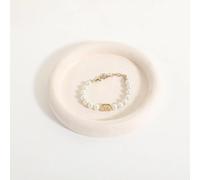 GemeShou Round Jewelry Organizer Plate, Top Microfiber Velvet Jewelry Display Tray, Empty Jewelry Showcase Tray for Necklaces, Bracelets, Rings, Earrings (Cream-Small)