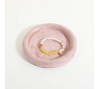 GemeShou Round Jewelry Organizer Plate, Top Microfiber Velvet Jewelry Display Tray, Empty Jewelry Showcase Tray for Necklaces, Bracelets, Rings, Earrings (Pink-Small)