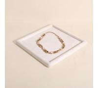 GemeShou Square velvet Jewerly display tray, Jewelry storage organizer plate, Empty Jewelry showcase tray for Necklace Bracelet Ring Earring display stand holder (Cream-Large, 9.8 x 9.8 in)