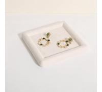 GemeShou Square velvet Jewerly display tray, Jewelry storage organizer plate, Empty Jewelry showcase tray for Necklace Bracelet Ring Earring display stand holder (Cream-Medium, 5.9 x 5.9 in)