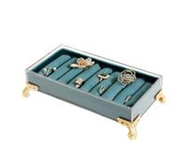 GemeShou velvet slots Ring holder for jewelry organizer, Blue earring ring display stand for selling, felt ring jewelry holder tray showcase【Velvet slots Ring Holder-Blue】