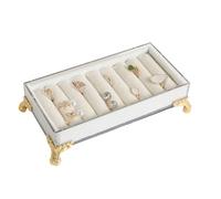 GemeShou velvet slots Ring holder for jewelry organizer, White earring ring display stand for selling, felt ring jewelry holder tray showcase【Velvet slots Ring Holder-White】