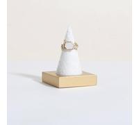 GemeShou White jewelry ring display holder for selling, velvet ring cone display stand, cute cone shaped ring holder with golden coated base,Small jewelry storage organizer【Ring holder 1 cone-white】