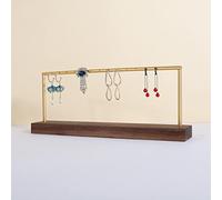 GemeShou wooden earring holder organizer for girls, walnut stud earring display stand for boutique store, jewelry storage organizer shelf【Walnut stand-One Tier】