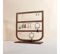 GemeShou wooden hanging jewelry organizer, walnut jewelry display holder for selling, dangle necklace storage shelf, 3 tier earring display stands for selling【Jewelry shelf-3 tier】