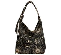 Gemfit Corduroy Tote Bag with Zipper for Women - Cute Hobo Bags with Inner Pockets for Work, Travel, Sun Star, One Size