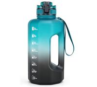 GEMFUL 2.2L Water Bottle Large Capacity Motivational with Time Markers, BPA-Free - Ideal for Gym, Outdoor Activities, and Travel (Green/Black)