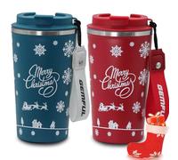GEMFUL 2 Pack Hot Mug to go for Mom Gifts Spill Proof Insulated Coffee Cup 17oz with Strap for Travel Home Office