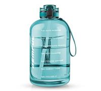 GEMFUL 3 Liter Motivational Water Bottle with Straw & Handle - Large Capacity, BPA Free, Time Marked, Leak Proof Hydration Jug for Gym, Travel & Outdoor Use (Cyan)