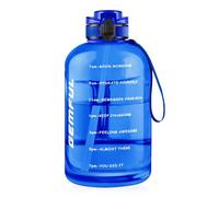 GEMFUL 3 Litre Water Bottles with Straw & Flip Cap - BPA Free, Time Markings, Wide Mouth, Leak Proof - Perfect for Gym, Sports, Active Lifestyles & Daily Hydration(Royal Blue)