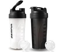 GEMFUL 750ml Protein Shaker Bottle 2-Pack, BPA-Free, Mixing ball included. Leakproof Design - Perfect for Protein Shakes, Smoothies, and Supplements(Black & White)