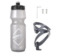GEMFUL Bike Bottle Holder & Water Bottle Set, Durable, BPA-Free Bottle Cage Combo for Road and Mountain Biking (Grey)