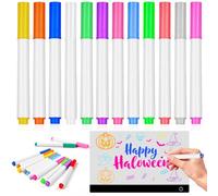 Gemi 12 Colors Markers for LED Drawing Board, Neon Dry Erase Markers Fine Tip for LED Note Board, Compatible with Windows, Blackboard, Glass etc