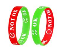 Gemi Silicone Wristbands, Rubber Wristbands for Children Adults, Mental Health Bracelet Set of 2, Non Verbal Communication Aids, Wrist Bands for Kids, Anger Management Toys Favours School Supplies