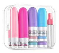 Gemice 16 Pack Travel Bottles Set, CAA Approved Leak Proof Silicone Squeezable Containers for Toiletries, Refillable Accessories 60ml 90ml for Conditioner, Shampoo, Lotion & Body Wash (BPA Free)