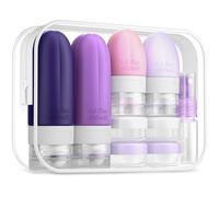 Gemice 16 Pack Travel Bottles Set, CAA Approved Leak Proof Silicone Squeezable Containers for Toiletries, Refillable Accessories 60ml 30ml for Conditioner, Shampoo, Lotion & Body Wash (BPA Free)
