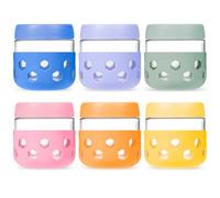 Gemice 6-Pack Glass Overnight Oats Jar with Silicone Sleeves, 300ml Overnight Oats Containers with Lids, Salad Breakfast Pots Mason Jars for Chia Pudding Granola Yoghurt Porridge Cereals