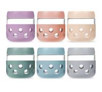 Gemice 6-Pack Glass Overnight Oats Jar with Silicone Sleeves, 300ml Overnight Oats Containers with Lids, Salad Breakfast Pots Mason Jars for Chia Pudding Granola Yoghurt Porridge Cereals