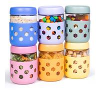 Gemice 6-Pack Glass Overnight Oats Jar with Silicone Sleeves, 500ml Overnight Oats Containers with Lids, Salad Breakfast Pots Mason Jars for Chia Pudding Granola Yoghurt Porridge Cereals