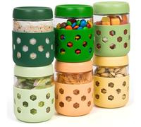 Gemice 6-Pack Glass Overnight Oats Jar with Silicone Sleeves, 500ml Overnight Oats Containers with Lids, Salad Breakfast Pots Mason Jars for Chia Pudding Granola Yoghurt Porridge Cereals