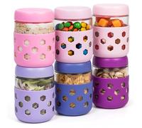 Gemice 6-Pack Glass Overnight Oats Jar with Silicone Sleeves, 500ml Overnight Oats Containers with Lids, Salad Breakfast Pots Mason Jars for Chia Pudding Granola Yoghurt Porridge Cereals