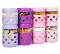 Gemice 8-Pack Glass Overnight Oats Jar with Silicone Sleeves, 500ml & 300ml Overnight Oats Containers with Lids, Salad Breakfast Pots Mason Jars for Chia Pudding Granola Yoghurt Porridge Cereals