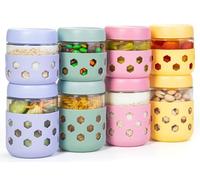 Gemice 8-Pack Glass Overnight Oats Jar with Silicone Sleeves, 500ml & 300ml Overnight Oats Containers with Lids, Salad Breakfast Pots Mason Jars for Chia Pudding Granola Yoghurt Porridge Cereals