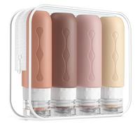 Gemice Portable Travel Bottle, 4 Pack Silicone Travel Containers Set LeakProof Refillable Squeezable for Lotion Liquid Shampoos, Soap and Toiletries (90ml)