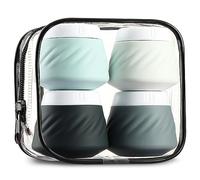 Gemice Silicone Cream Jars TSA Approved Travel Size Containers with Clear Bag, Leak-proof Travel Accessories with Lid for Cosmetic Face Body Hand Cream (4 Pack)