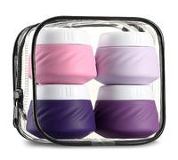 Gemice Silicone Cream Jars TSA Approved Travel Size Containers with Clear Bag, Leak-proof Travel Accessories with Lid for Cosmetic Face Body Hand Cream (4 Pack)