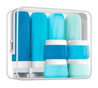 Gemice Travel Bottles for Toiletries 8 Pack, Travel Size Toiletries, CAA Approved Travel Size 90ml Containers, Travel Essentials with Clear Bag, Leak Proof Silicone Creams Jars