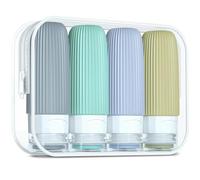 Gemice Travel Bottles for Toiletries, CAA Approved 60ml Silicone Travel Bottles, Leak Proof Squeezable Travel Size Containers, Travel Essentials for Lotion Soap Liquid Shampoo, BPA Free(4 Pack)