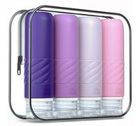 Gemice Travel Bottles for Toiletries, CAA Approved 90ml Silicone Travel Bottles, Leak Proof Squeezable Travel Size Containers, Travel Essentials for Lotion Soap Liquid Shampoo, BPA Free(4 Pack)