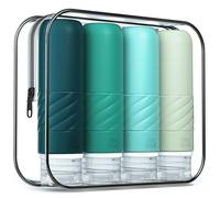 Gemice Travel Bottles for Toiletries, CAA Approved 90ml Silicone Travel Bottles, Leak Proof Squeezable Travel Size Containers, Travel Essentials for Lotion Soap Liquid Shampoo, BPA Free(4 Pack)