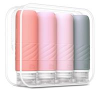 Gemice Travel Bottles for Toiletries, CAA Approved 90ml Silicone Travel Bottles, Leak Proof Squeezable Travel Size Containers, Travel Essentials for Lotion Soap Liquid Shampoo, BPA Free(4 Pack)