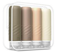 Gemice Travel Bottles for Toiletries, CAA Approved 90ml Silicone Travel Bottles, Leak Proof Squeezable Travel Size Containers, Travel Essentials for Lotion Soap Liquid Shampoo, BPA Free(4 Pack)