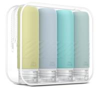Gemice Travel Bottles for Toiletries, CAA Approved 90ml Silicone Travel Bottles, Leak Proof Squeezable Travel Size Containers, Travel Essentials for Lotion Soap Liquid Shampoo, BPA Free(4 Pack)