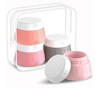 Gemice Travel Containers for Toiletries, 4-Pack 2 oz Silicone Travel Size Containers with Toiletry Bag, TSA Approved Trave Jars for Creams, Leak-proof Travel Essentials with Lid for Cosmetic Lotion