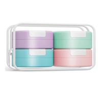 Gemice Travel Containers for Toiletries, Magnetic Travel Containers, TSA Approved Cream Jars with Toiletry Bag, Leak-proof Small 1oz Capsules Set with Multiple Labels for Organization (4 Pack)