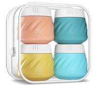 Gemice Travel Containers for Toiletries, Silicone Cream Jars TSA Approved Size Containers with Toiletry Bag, Wide Mouth Leak-proof Travel Accessories with Lid for Cosmetic Cream (4 Pack)