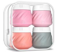 Gemice Travel Containers for Toiletries, Silicone Cream Jars TSA Approved Size Containers with Toiletry Bag, Wide Mouth Leak-proof Travel Accessories with Lid for Cosmetic Cream (4 Pack)