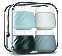 Gemice Travel Containers for Toiletries, Silicone Cream Jars TSA Approved Trave Size Containers with Clear Bag, Leak-proof Travel Accessories with Lid for Cosmetic Face Body Hand Cream (4 Pack)