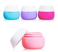 Gemice Travel Containers for Toiletries, Silicone Cream Jars, TSA Approved Travel Size Containers Leak-proof Travel Accessories with Lid for Cosmetic Makeup Face Body Hand Cream (4 Pieces)
