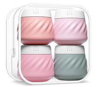 Gemice Travel Containers for Toiletries, Silicone Cream Jars TSA Approved TravelSize Containers with Toiletry Bag, Wide Mouth Leak-proof Travel Accessories with Lid for Cosmetic Cream (4 Pack)