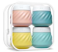 Gemice Travel Containers for Toiletries, Silicone Cream Jars TSA Approved TravelSize Containers with Toiletry Bag, Wide Mouth Leak-Proof Travel Accessories with Lid for Cosmetic Cream (4 Pack)