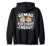 Gemini Birthday Energy Dual Sign Celebration Style Zip Hoodie