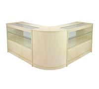 MonsterShop Gemini Retail Display Shop Counters Set & Glass Showcase Cabinet Units, Maple